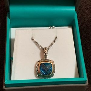 Blue topaz necklace (silver and 18k gold) NWT
